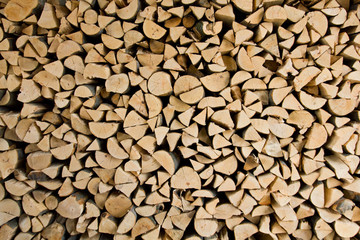 Chopped wood stacked  full frame