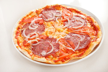 Pizza with  salami