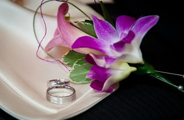 Wedding ring and flowers