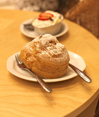 choux cream on table