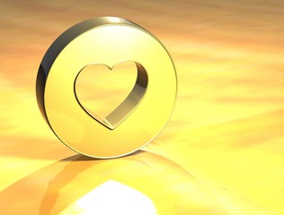 3D Heart Gold Sign