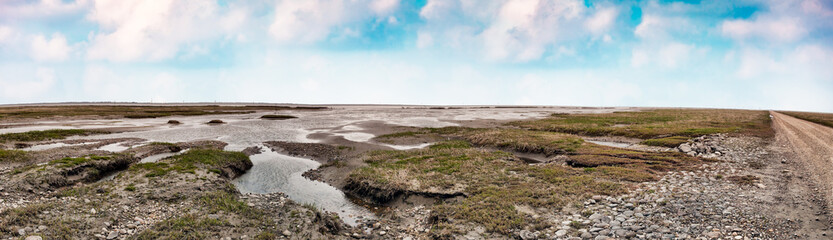Wadden sea road to the island Mando, Denmark