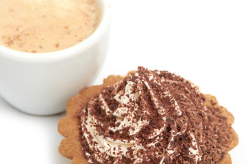 chocolate cake with a cup of coffee