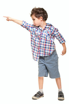 Little boy pointing away