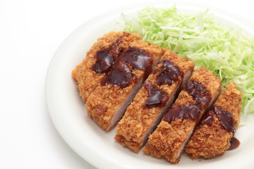 Japanese pork cutlet on white background