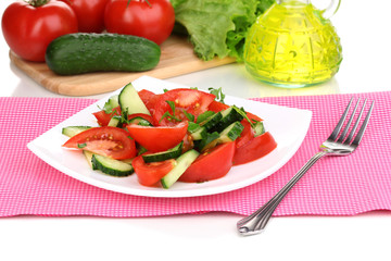 Fresh salad with tomatoes and cucumbers