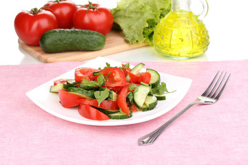 Fresh salad with tomatoes and cucumbers