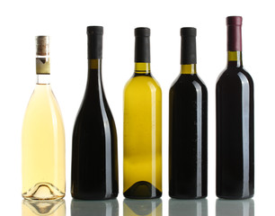 bottles of wine isolated on white