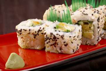 Japanese sushi  traditional japanese food.