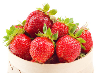 fresh strawberries in basket on white background