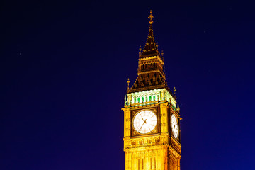 Fototapeta na wymiar Big Ben i Clock Tower w nocy, Londyn, Wielka Brytania