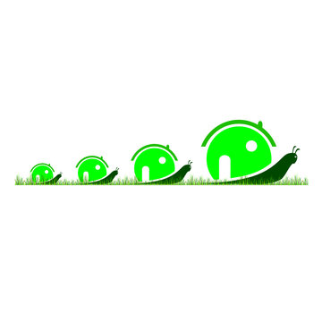 four snail in green color in the grass