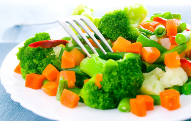 Mixed vegetables on a plate