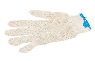 White knitted glove isolated on white background