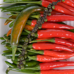 Green and red chili pepper