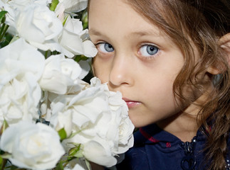 beautiful girl with white flowers