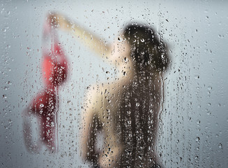 young woman in the shower