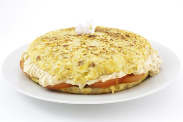 spanish omelet stuffed with rice cream