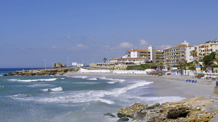 Fototapeta premium Calm city beach in the Nerja. Andalucia. Spain