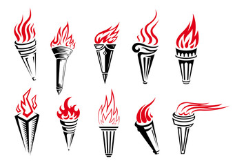 Burning torches set