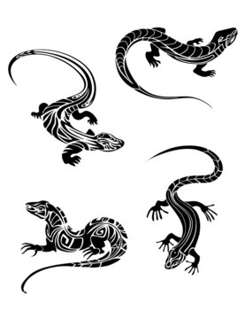 Fast lizards in tribal style