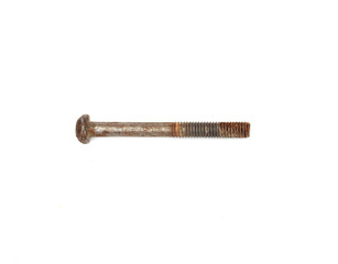 old rusty screw head, bolt isolated on white background