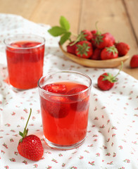Fresh strawberry compote  in glass