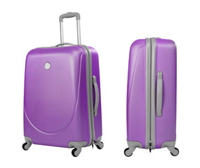 Violet suitcase or trunk isolated with clipping path included
