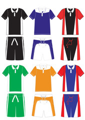 Naklejka premium Men t-shirt polo sports series. soccer team uniform and shorts