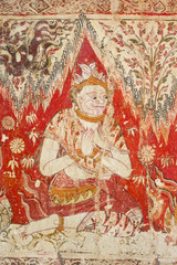Thai giant mural painting, Wat Yai Suwannaram, Thailand