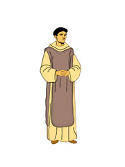 Illustration of a Cistercian monk on a white background.