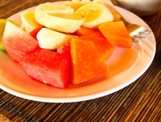 Papaya and Banana fruits.