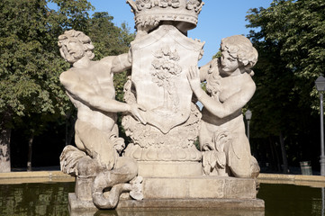Detail of Artichoke Fountain, Retiro Park, Madrid, Spain