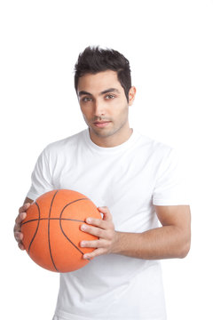 Young Man Portrait Holding Basketball