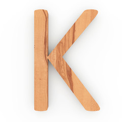 3d Font Wood Character K