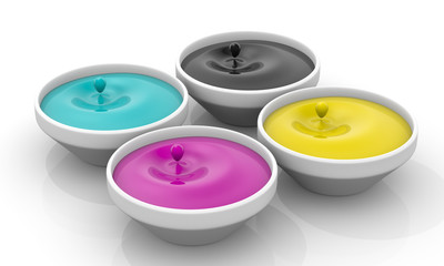 CMYK liquid inks with drops