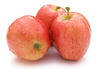 three apples with clipping path