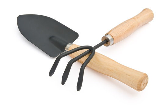 two gardening tools with clipping path
