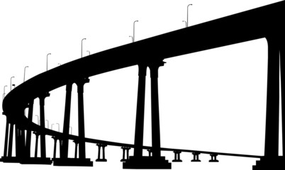 Silhouette of San Diego Coronado bridge - obrazy, fototapety, plakaty