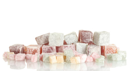 tasty pieces of turkish delight isolated on white