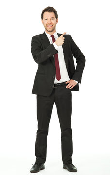 business mann zeigt