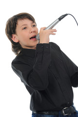 Little boy with microphone