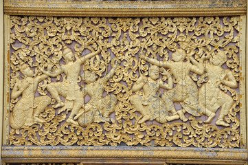 dettaglio di una decorazione presso il tempio Wat Xieng Thong