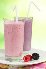 Raspberry and blackberry smoothies