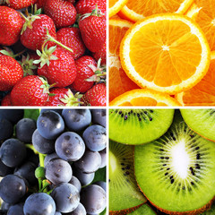 four different fruits background