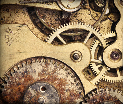 Close-up of clock mechanism