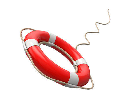 Red lifebelt 3d render illustration