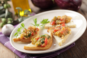 Sandwiches with eggplant caviar