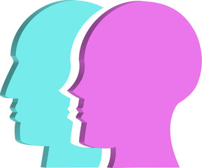 Cabezas de perfil de mujer y hombre