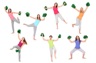 Seven cheerleaders
